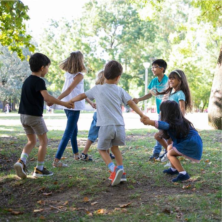 Children play in a circle